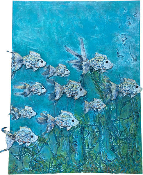 hanger graven congestie Doe het thuis pakket schilderij met vissen